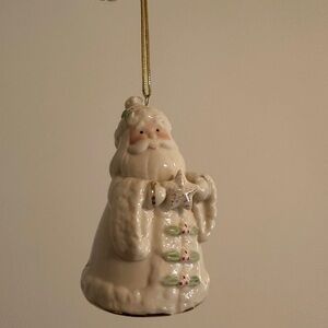 Vintage Lenox Santa Ornament- Ceramic 3.5” holiday ornament with Gold detail